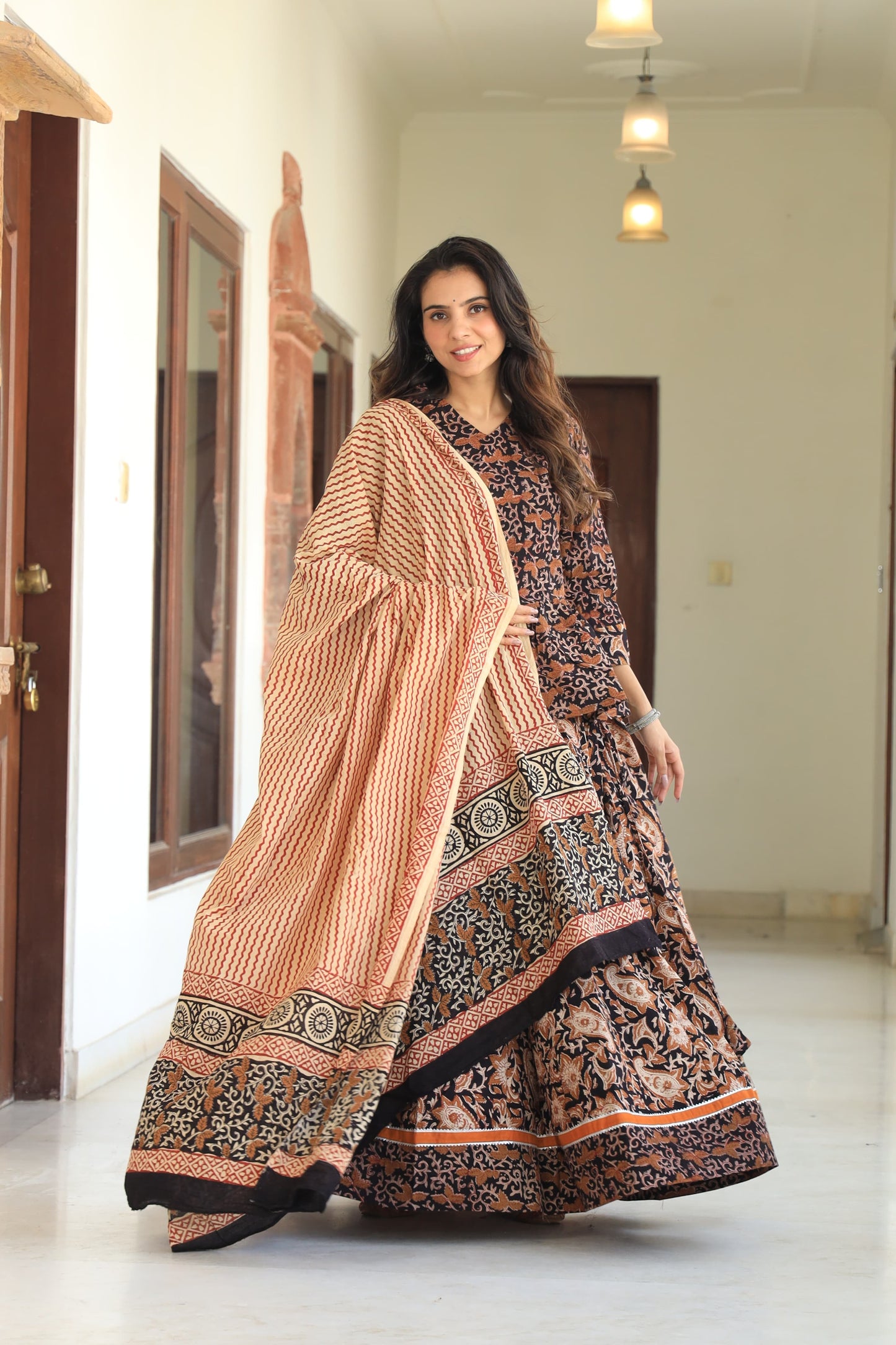 111 Short Kurti Lehenga Dupatta-3 PC Set