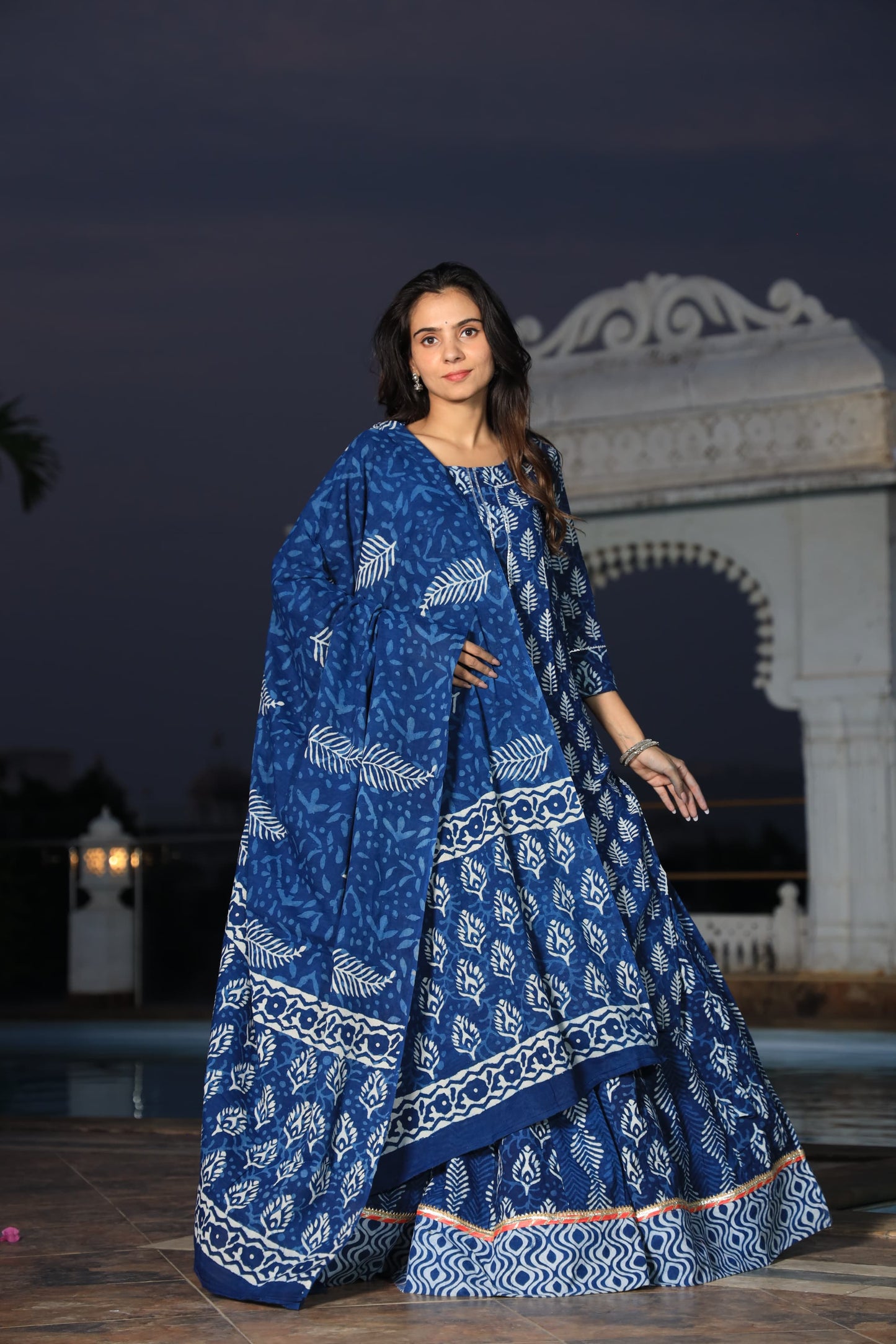 803 Long Kurta with Dupatta Lengha-3 PC Set