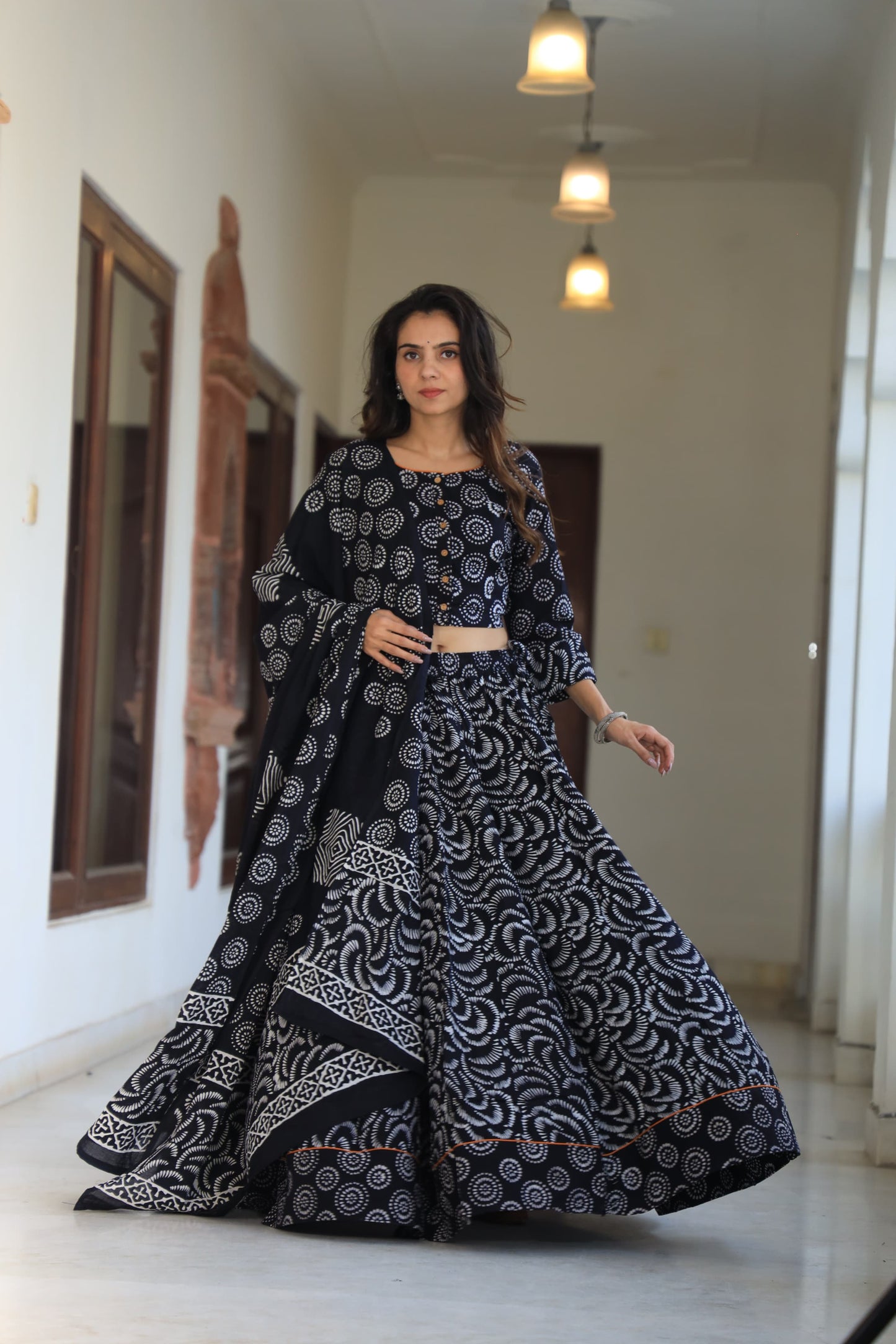 Short Top Lehenga Dupatta-3 PC Set
