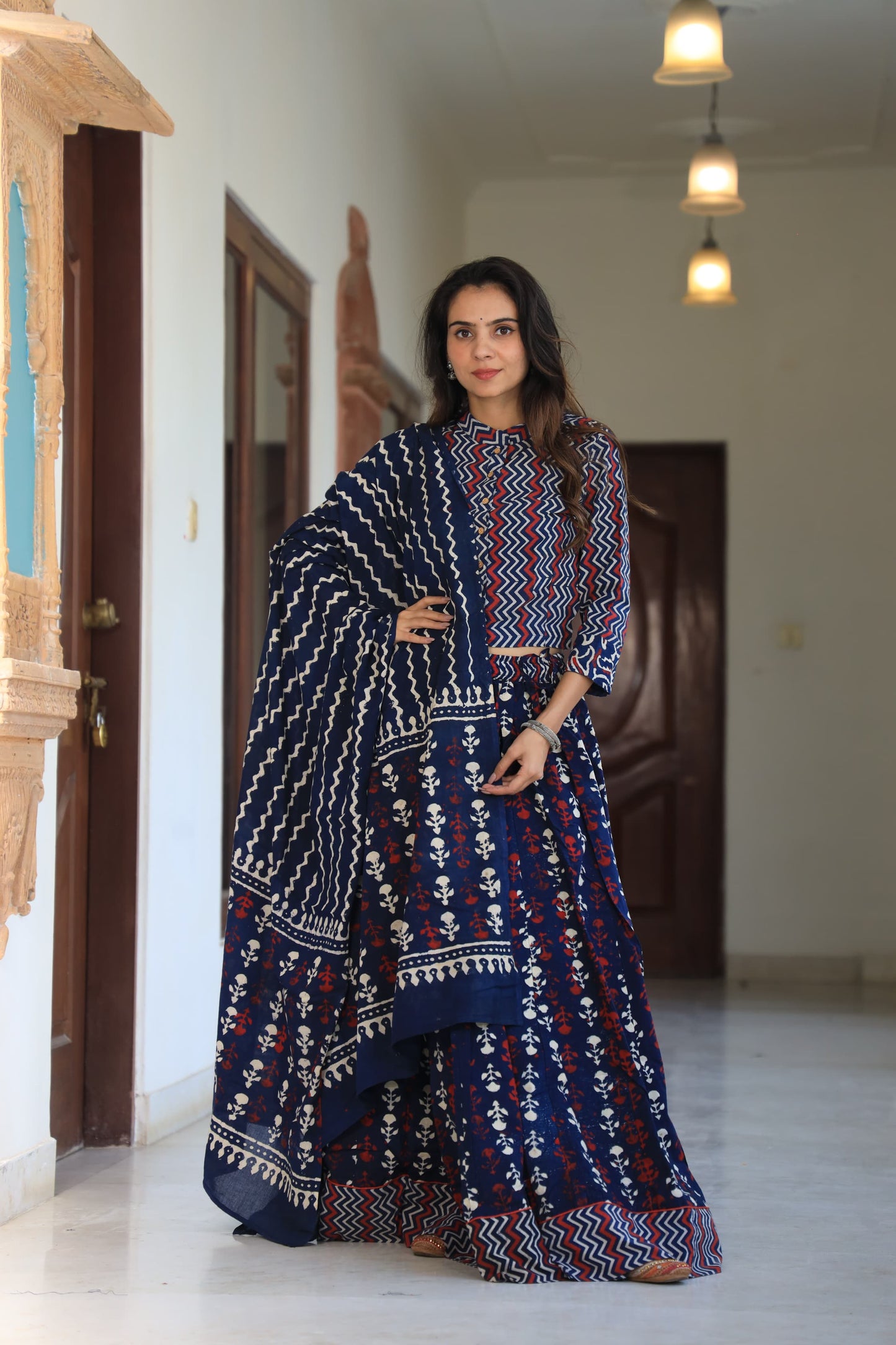 905 Short Top Lehenga Dupatta-3 PC Set