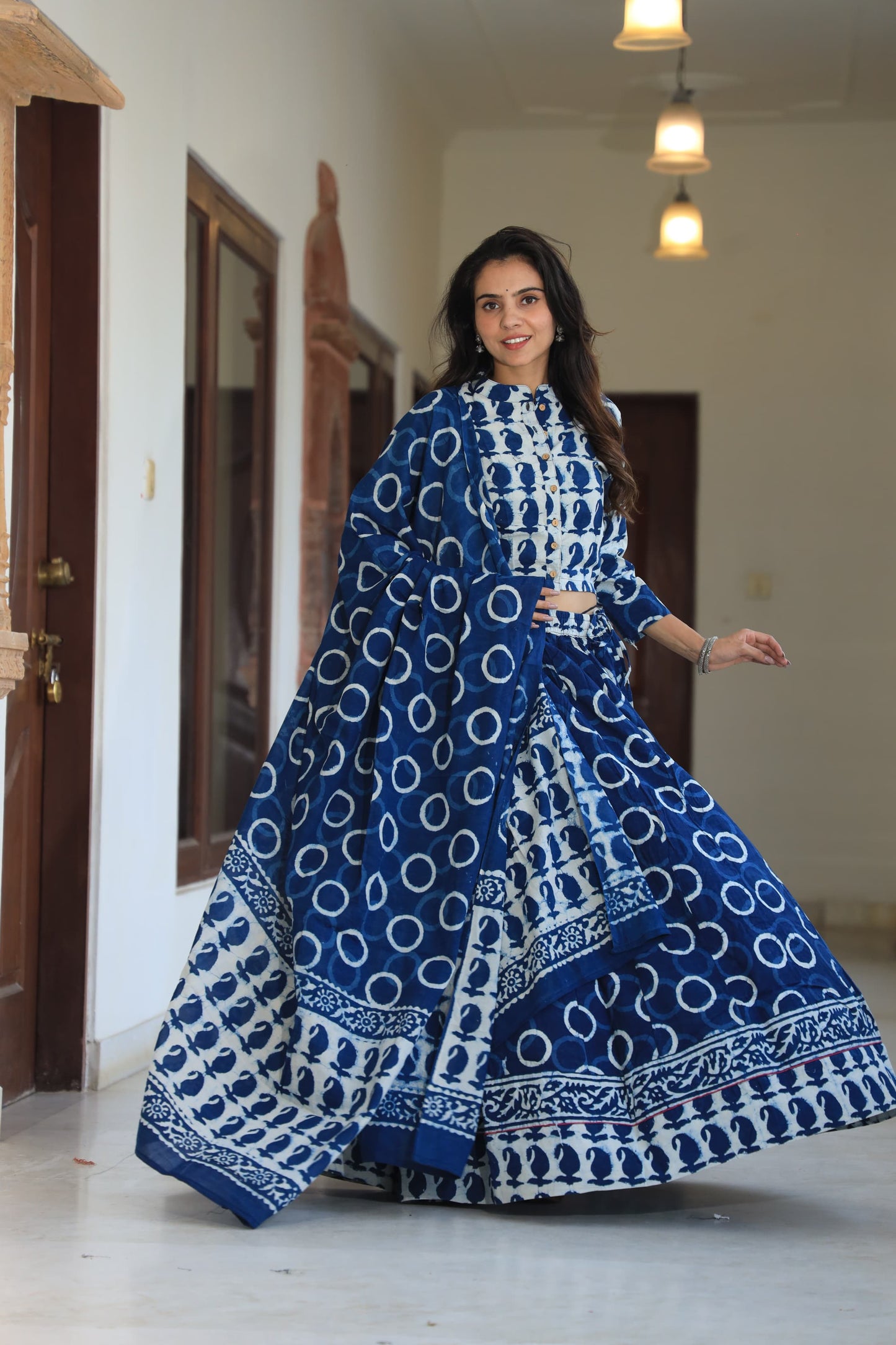 Short Top Lehenga Dupatta-3 PC Set