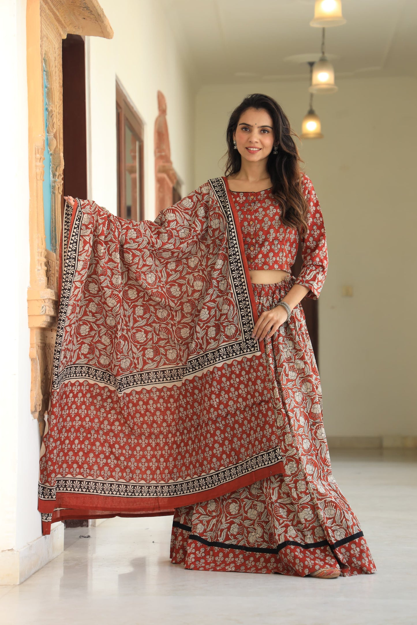 917 Short Top Lehenga Dupatta-3 PC Set