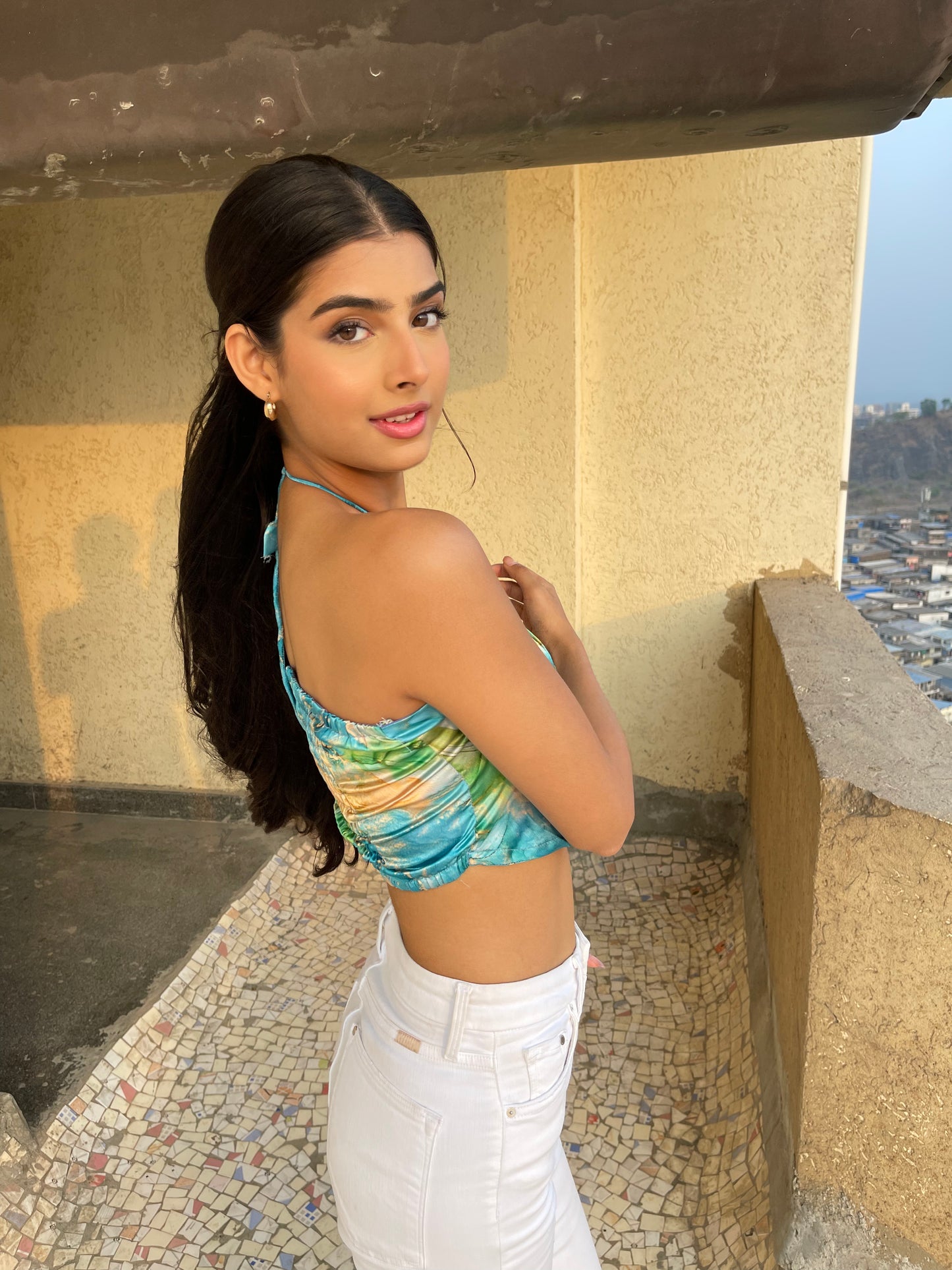 Aquamarine Satin Top