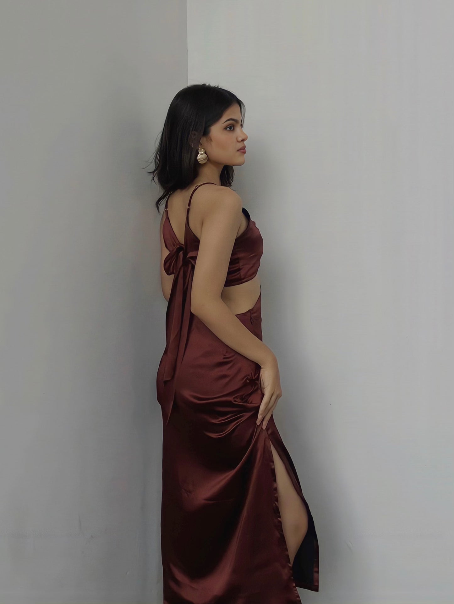 Cinnamon Satin Dress