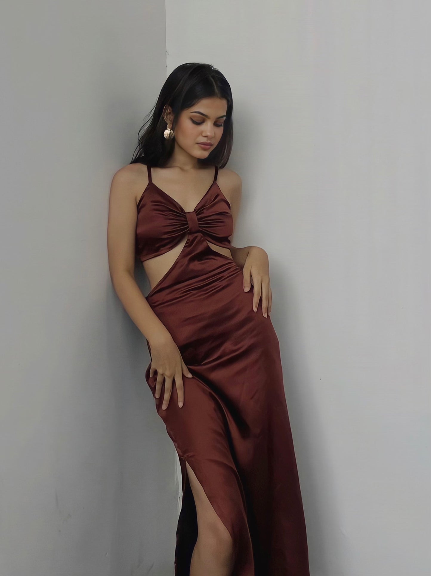 Cinnamon Satin Dress