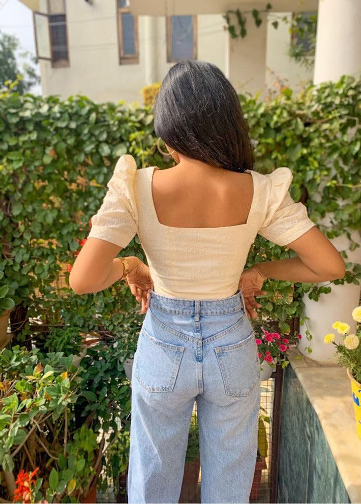 Cotton Embroidered Crop Top