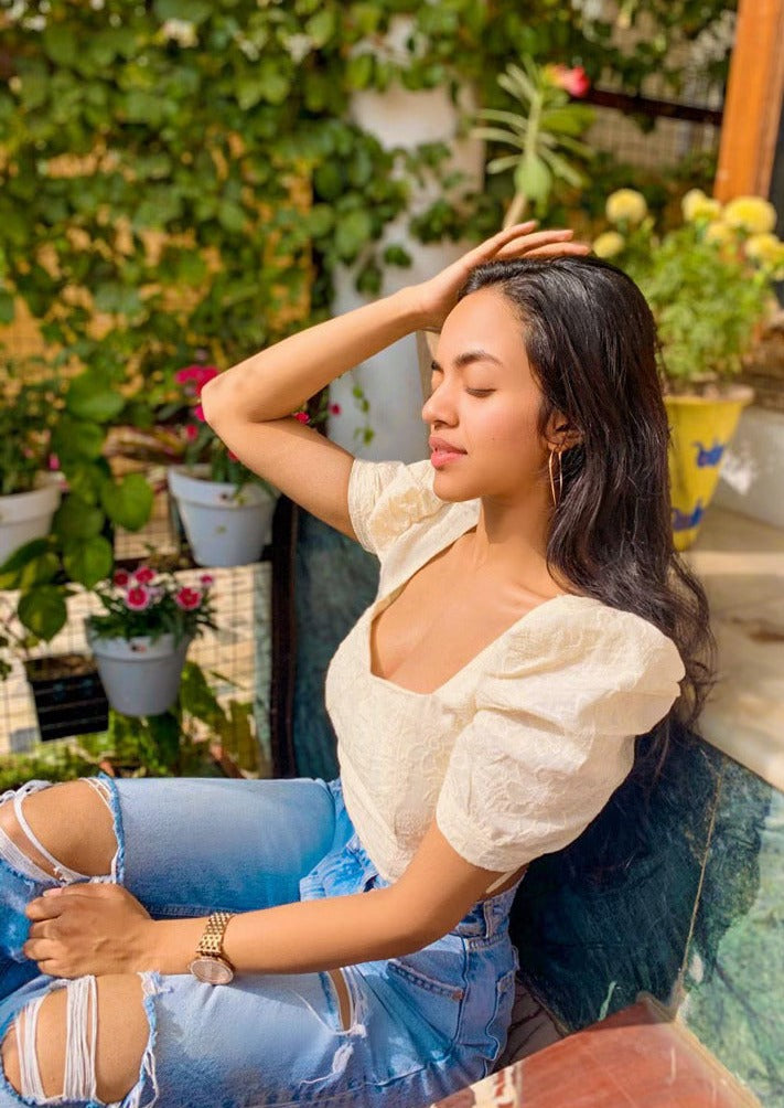 Cotton Embroidered Crop Top