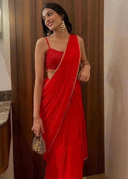Scarlet Pre-Draped Saree