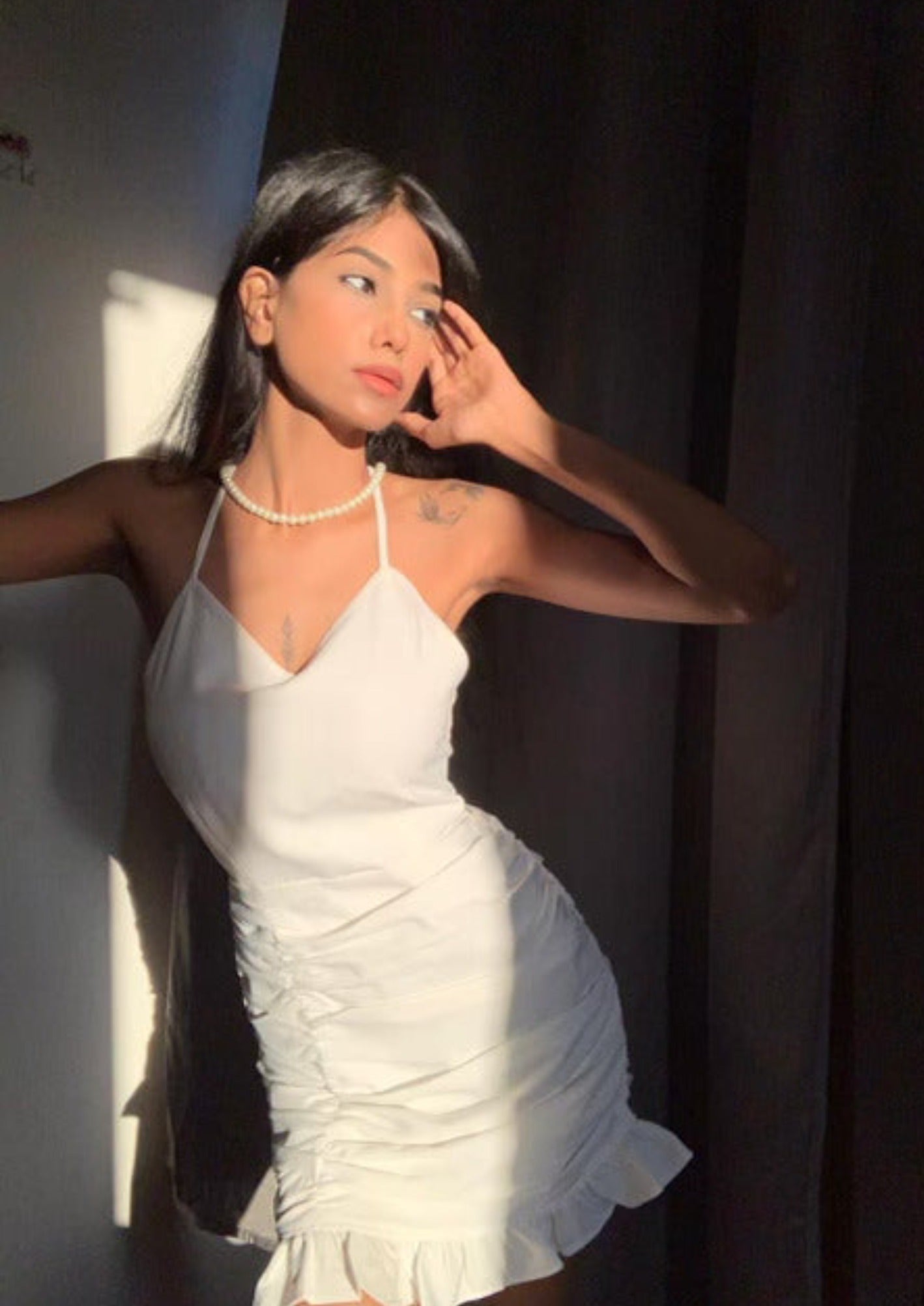 Vanilla Ruched Dress