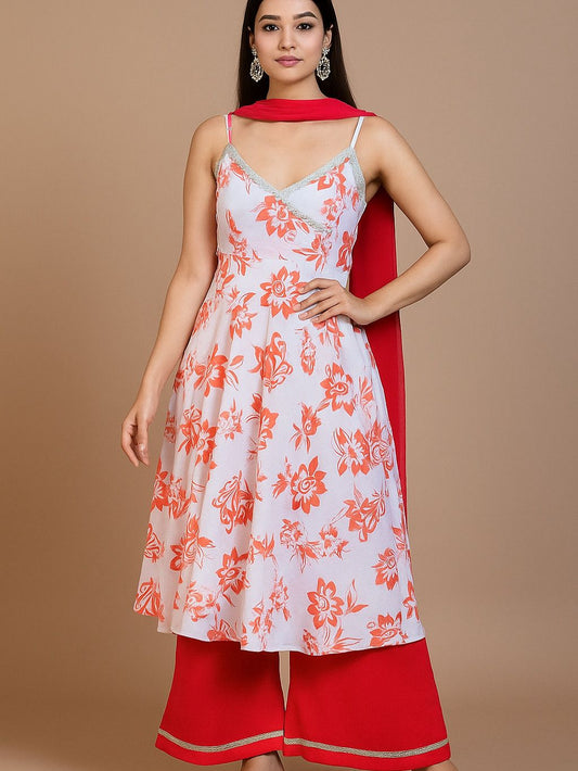 Coral Bloom Anarkali Set