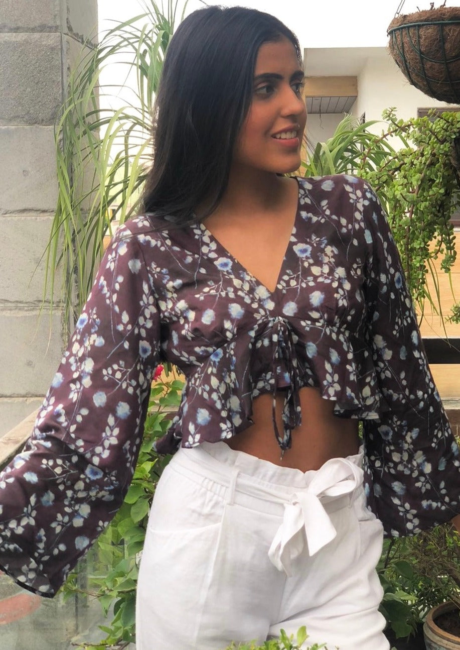 Flared Sleeved Crop Top