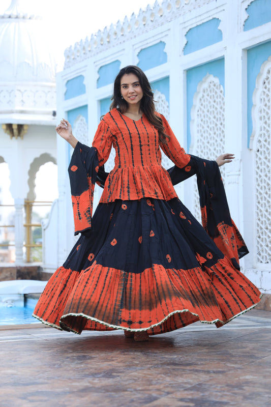 107 Short Kurti Lehenga Dupatta-3 PC Set