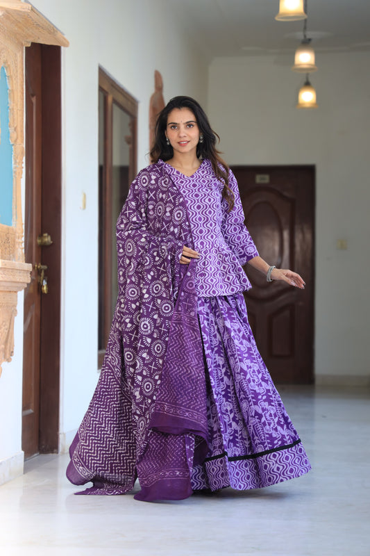 113 Short Kurti Lehenga Dupatta-3 PC Set