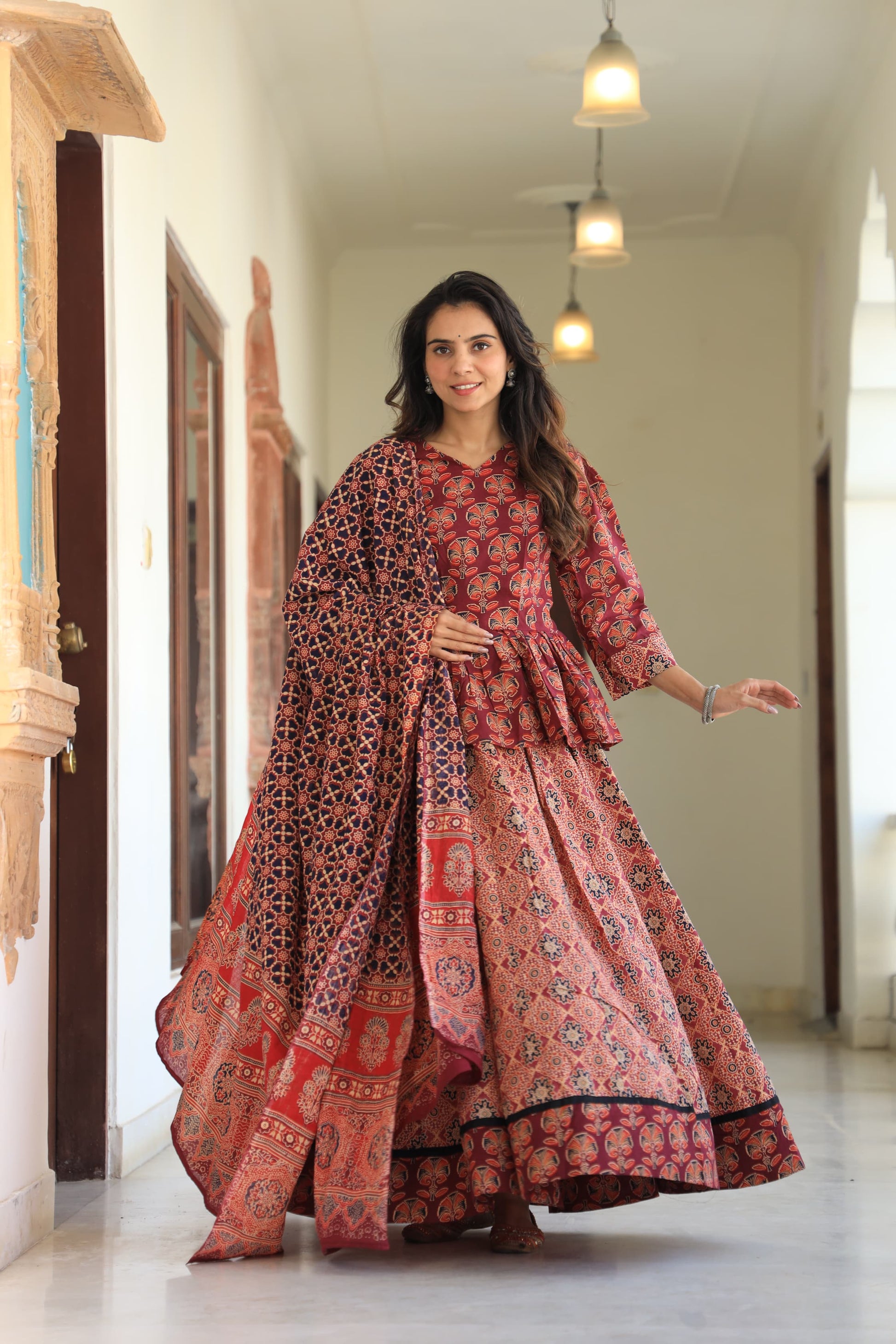 116 Short Kurti Lehenga Dupatta-3 PC Set - Main Image