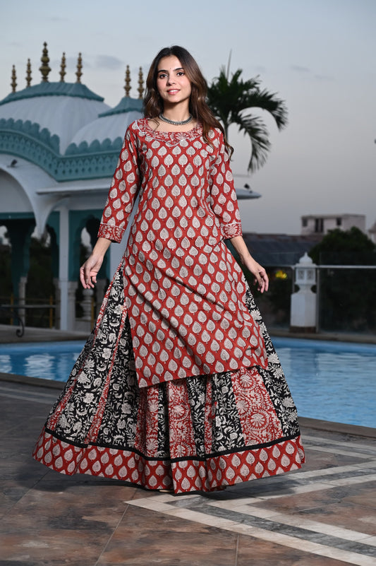 512 Long Kurta Lehenga - 2 PC Set