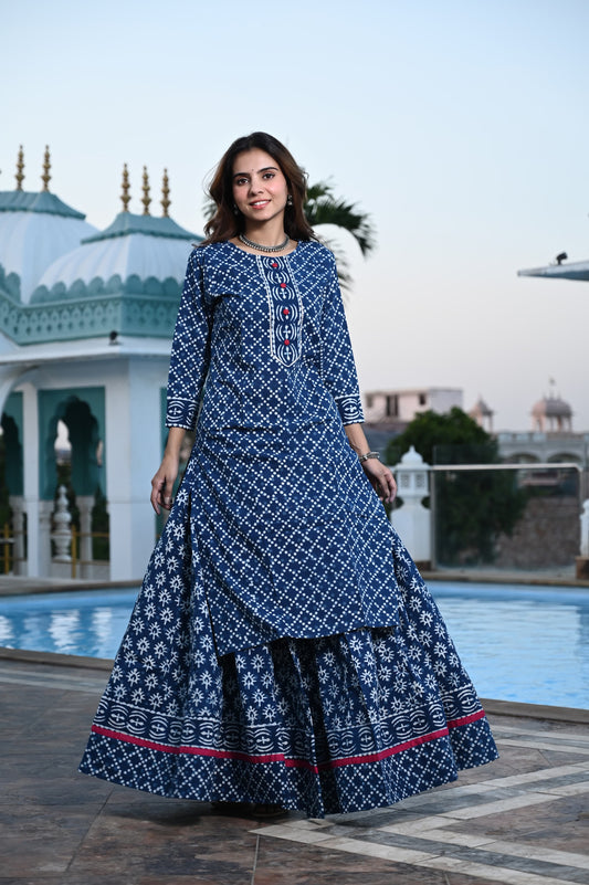 514 Long Kurta Lehenga - 2 PC Set