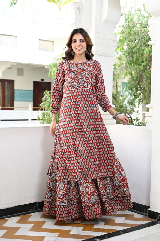 532 Long Kurta Lehenga - 2 PC Set