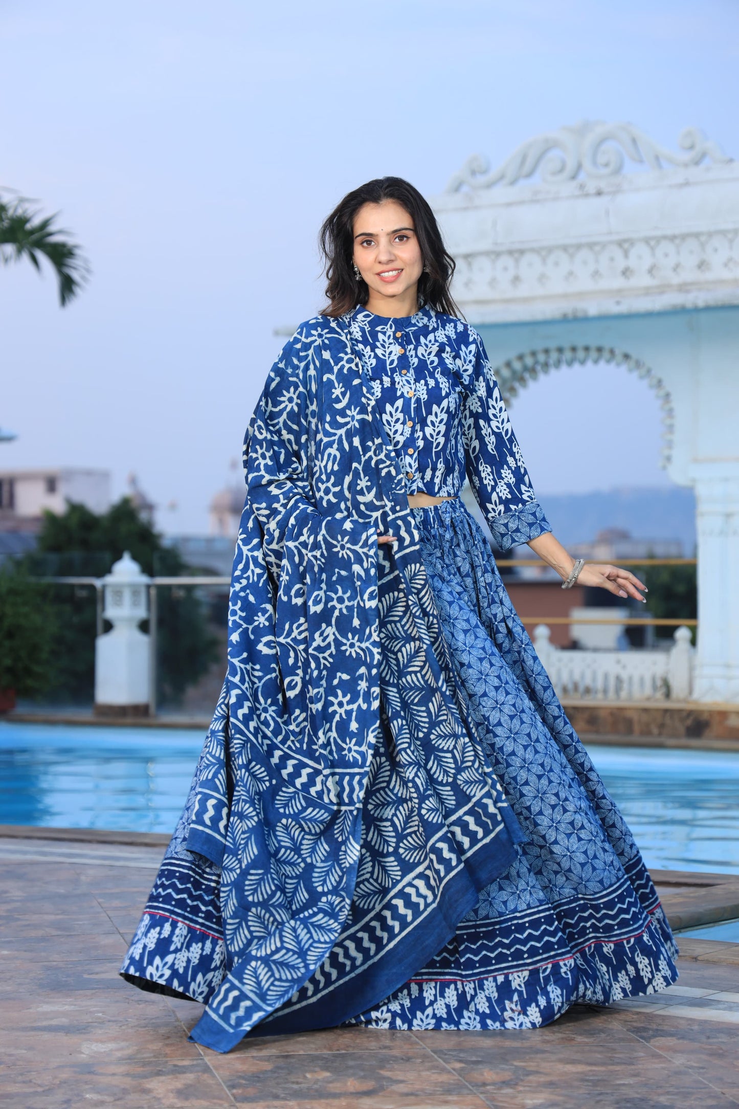 900 Short Top Lehenga Dupatta-3 PC Set
