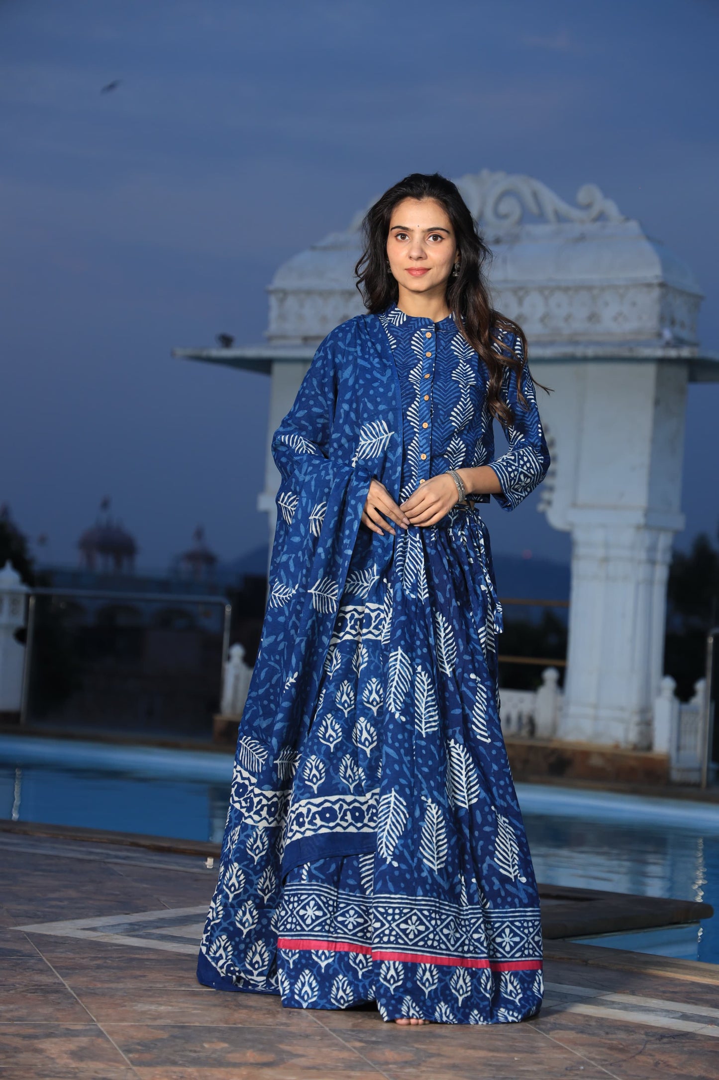Short Top Lehenga Dupatta-3 PC Set