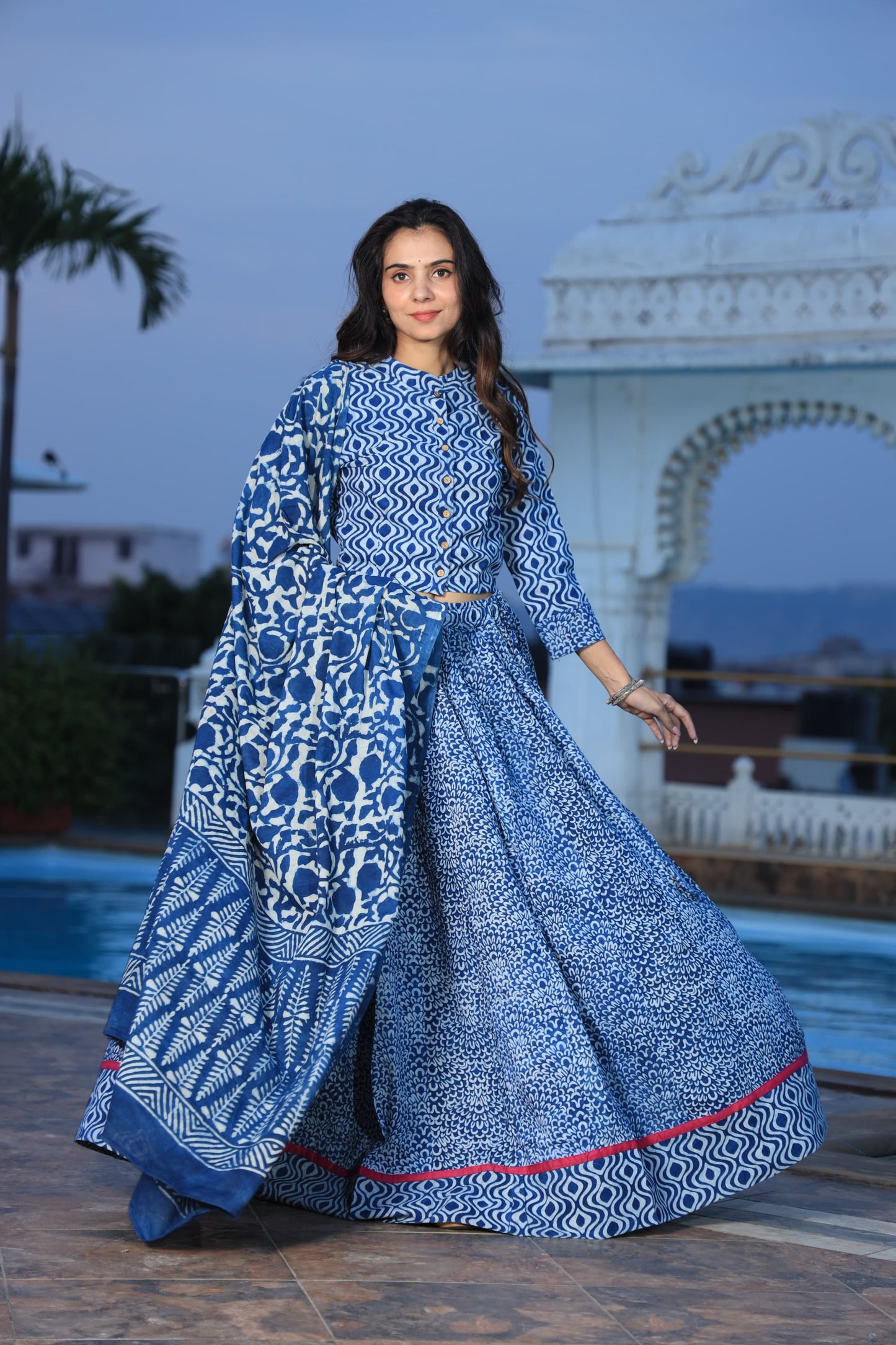 902 Short Top Lehenga Dupatta-3 PC Set