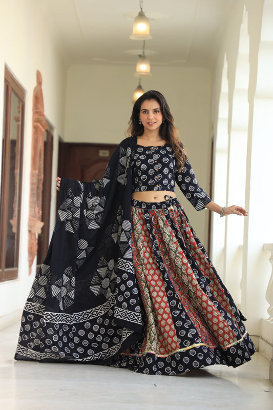 908 Short Top Lehenga Dupatta-3 PC Set