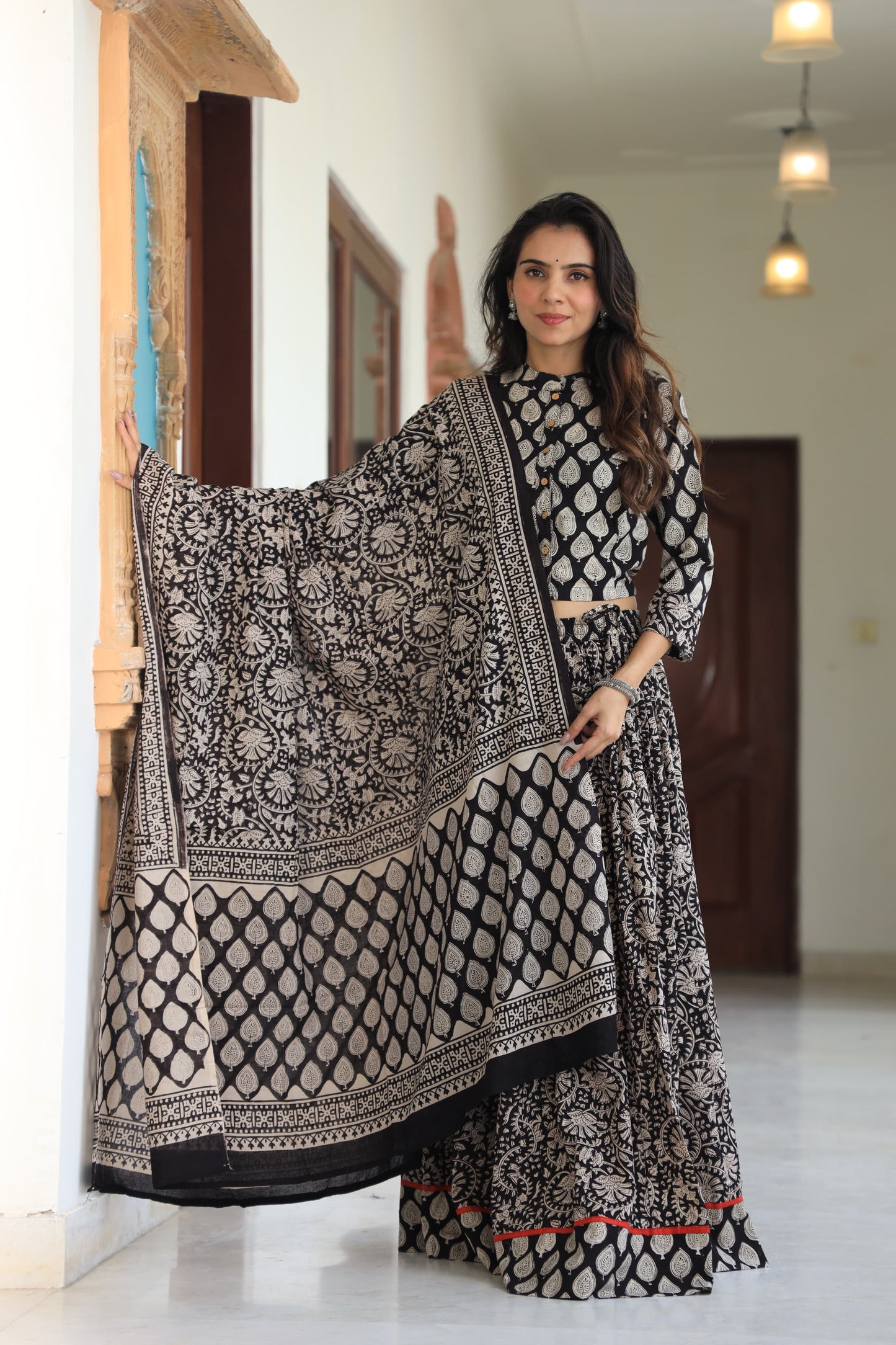 915 Short Top Lehenga Dupatta-3 PC Set