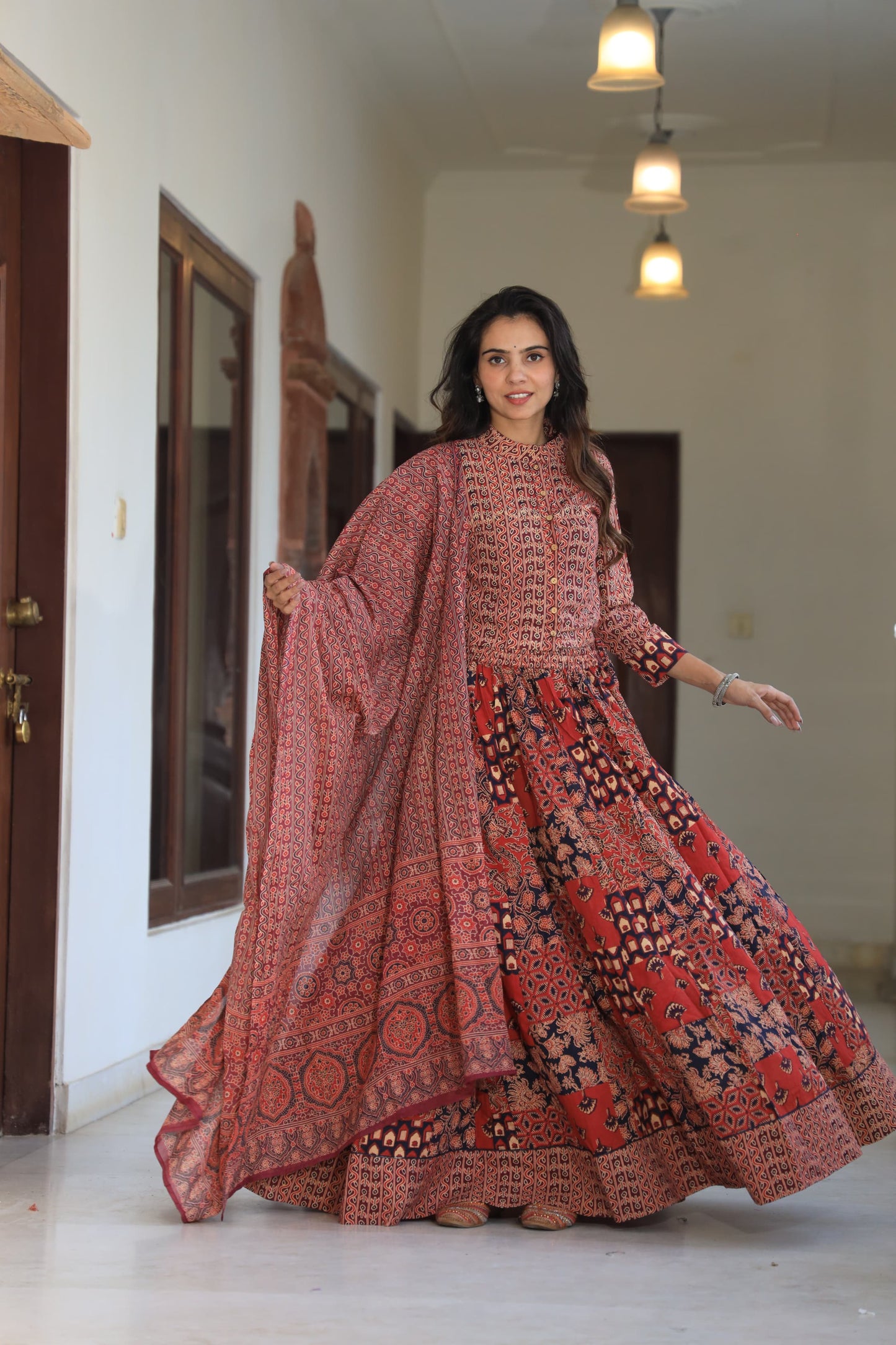918 Short Top Lehenga Dupatta-3 PC Set