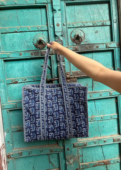 Indigo Elephant Tote